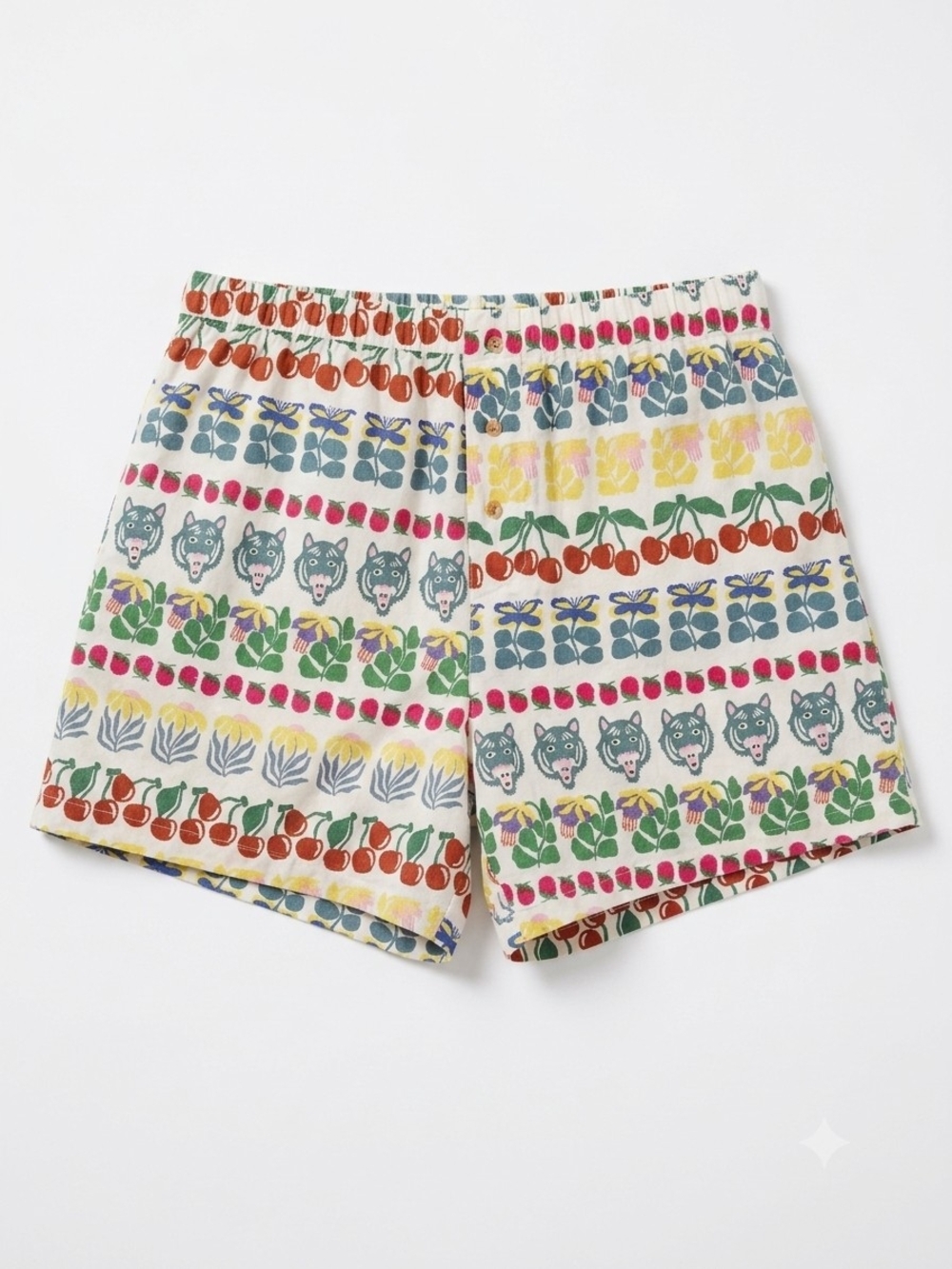 ⭐️ Anthropologie By Anthro Wren Boxer Shorts Quirky Wolf Cherry Floral